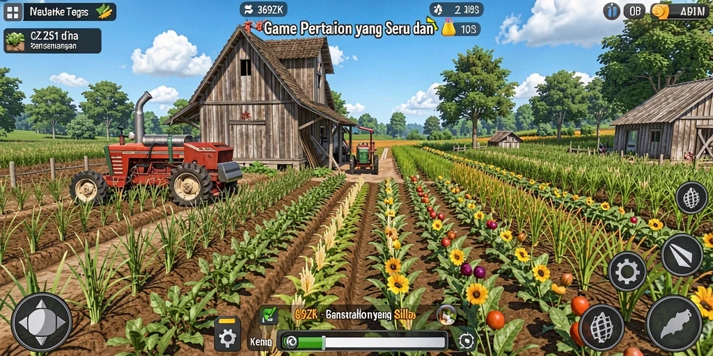 Tampilan gameplay menarik di 369ZK dengan nuansa pertanian nyata.
