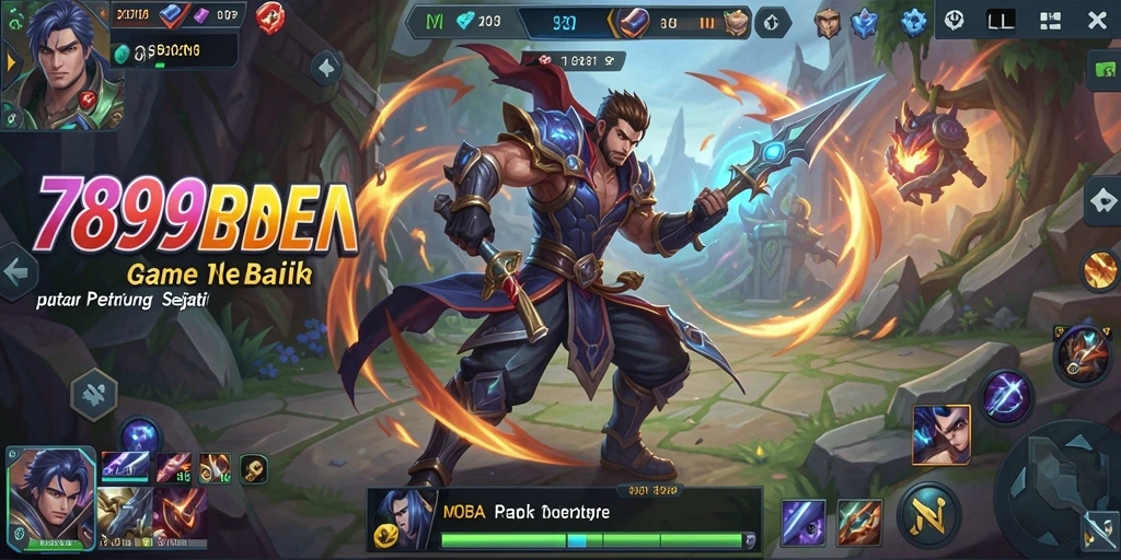 Screenshot utama 789BNI menampilkan aksi MOBA yang intens dan strategi tim.