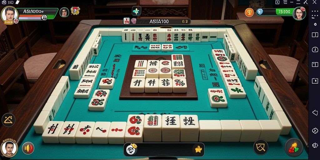 Menampilkan gameplay mendebarkan permainan Mahjong ASIA100.