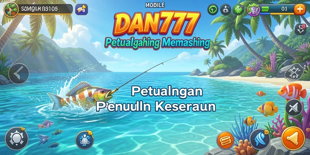 Screenshot utama yang menunjukkan gameplay memancing seru di DAN777.