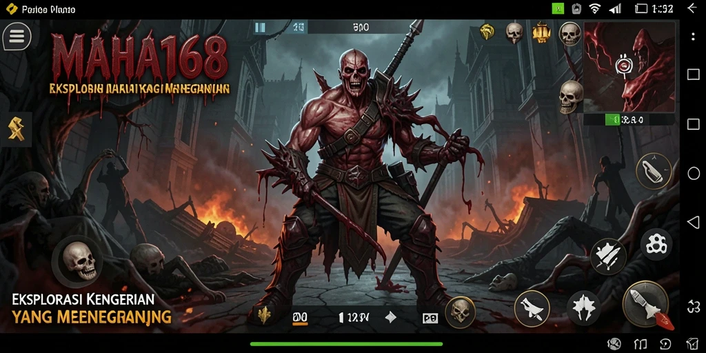 Tampilan gameplay <strong>MAHA168</strong> yang menakutkan dan mendebarkan.