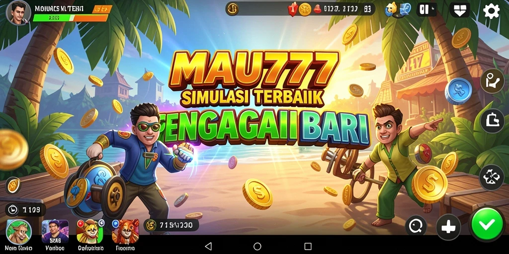 Screenshot gameplay <strong>MAU777</strong> menampilkan karakter berinteraksi dalam dunia simulasi.