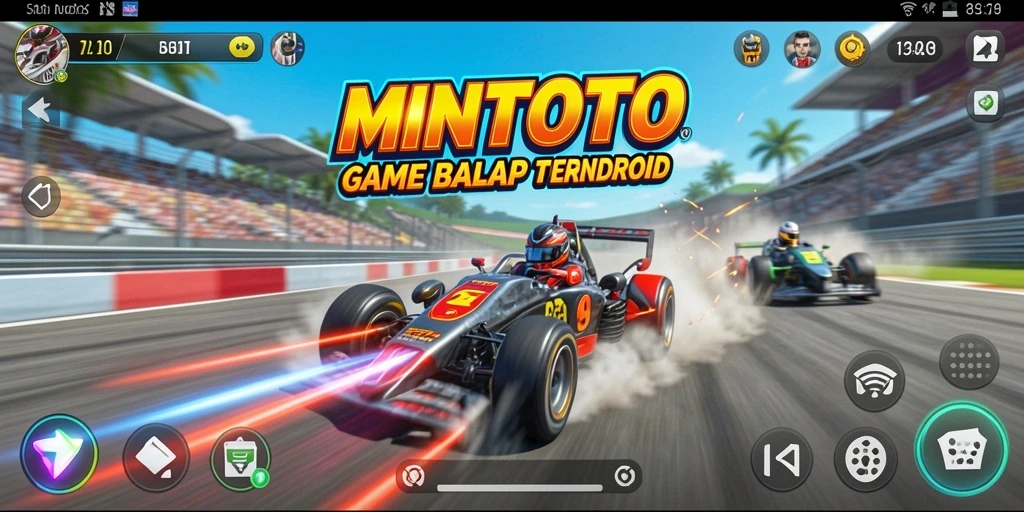 Tangkapan layar MINTOTO yang menunjukkan aksi balapan intens.