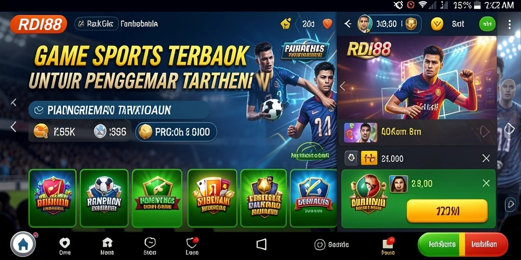Tampilan menarik dari aplikasi RDI88 dengan taruhan Sportsbook.
