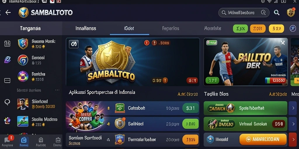 Tampilan utama SAMBALTOTO dengan berbagai pilihan taruhan olahraga.