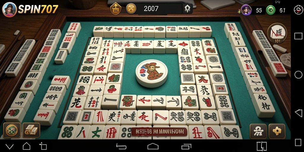 Tampilan gameplay menarik dari SPIN707 saat mencocokkan ubin Mahjong.