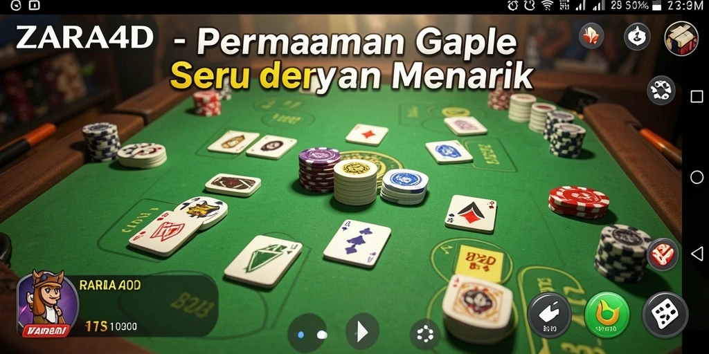 Screenshot gameplay ZARA4D menampilkan suasana permainan Gaple yang seru.